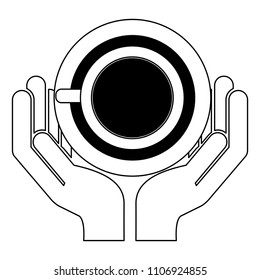 hands with delicious coffee cup