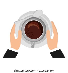 hands with delicious coffee cup