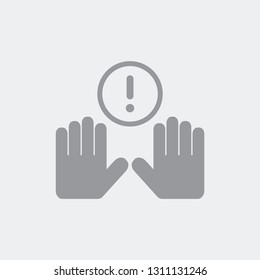 Hands in denial alert gesture