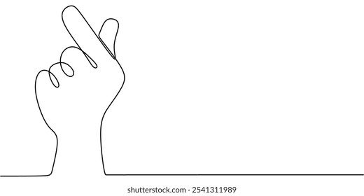 Hands depicted making the Korean love sign in a continuous one line drawing. Gesture concept. Minimalist hand-drawn illustration.