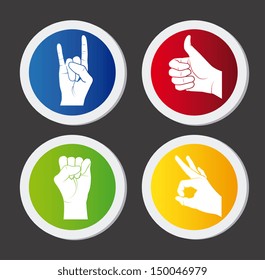 hands design over black background vector illustration   