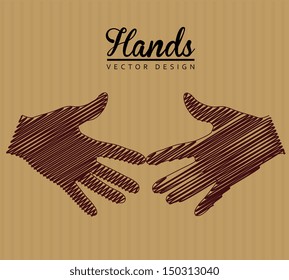 hands design over brown background vector illustration 