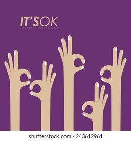 Hands design over purple background, vector illustration.