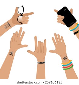 Hands design over white background, vector illustration.