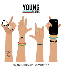 Hands design over white background, vector illustration.