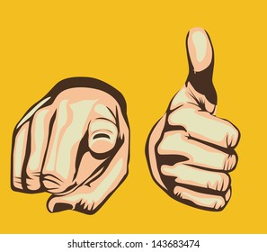 hands design over yellow background vector illustration