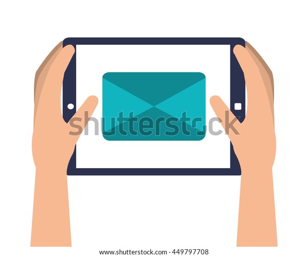 hands
device tablet icon isolated vector
illustration