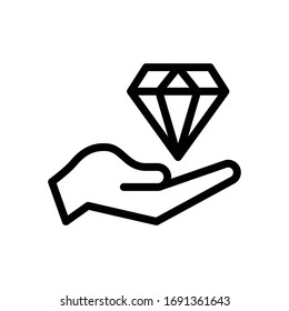 Hands Diamond Vector Thin Line Icon 