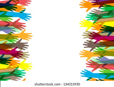 hands of different colors. cultural and ethnic diversity, vector illustration