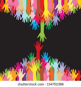 hands of different colors. cultural and ethnic diversity, vector illustration