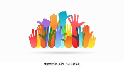 manos de diferentes colores. diversidad cultural y étnica, ilustración vectorial