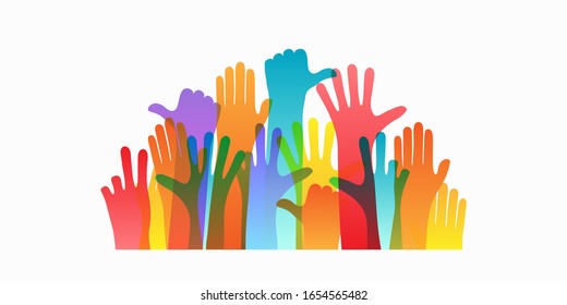 hands of different colors. cultural and ethnic diversity, vector illustration