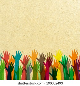 Hands of different colors. cultural and ethnic diversity, vector illustration 