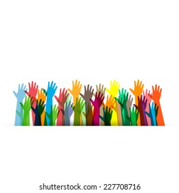 Hands Of Different Colors. Cultural And Ethnic Diversity, Vector Illustration 