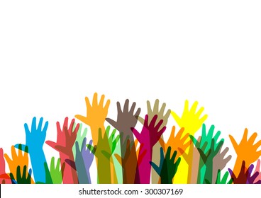 hands of different colors. cultural and ethnic diversity, vector illustration 