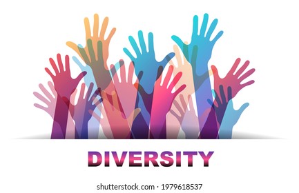 hands of different colours cultural and ethnic diversity vector design.