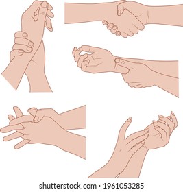 hands in different gestures signs vector illustration
