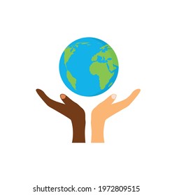 Hands of Different Races Holding and Taking Care of a Planet