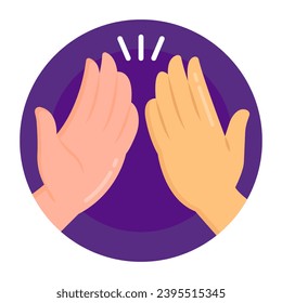 Manos con diferentes colores de piel, icono redondo plano del racismo de fin 