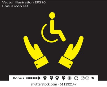 Hands, disabled, icon, vector illustration of Eps10