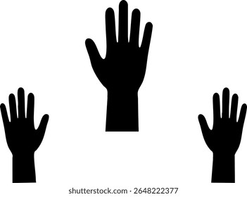 Manos arriba Manos negras diversas alcanzan la unidad con manos aisladas.