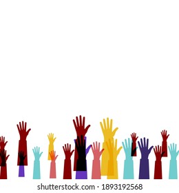 Manos de un grupo diverso de personas juntas. Cooperación, unión, asociación, acuerdo, trabajo en equipo, medidas 10