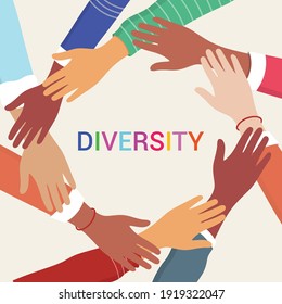 Hands Of Diverse Group Of People Together.vector Illustration