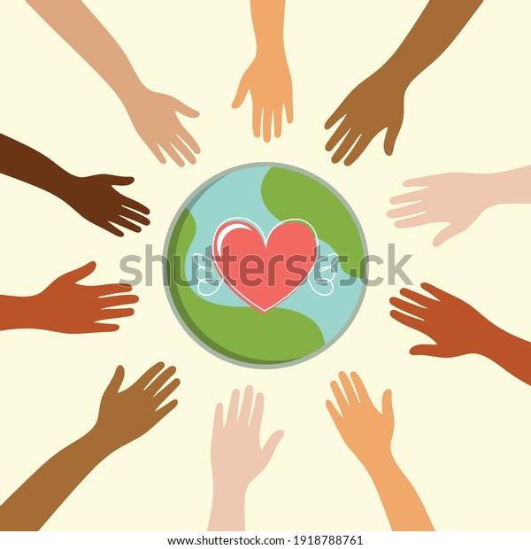 Hands Diverse Group People Togethervector Illustration Stock Vector ...