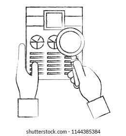hands with document file and magnifying glass