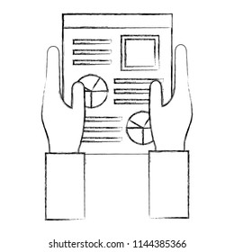 hands and document file with statistics graphic