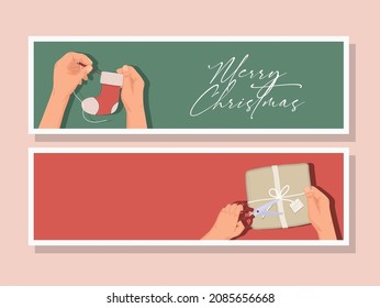 manos haciendo iconos de actividades navideñas