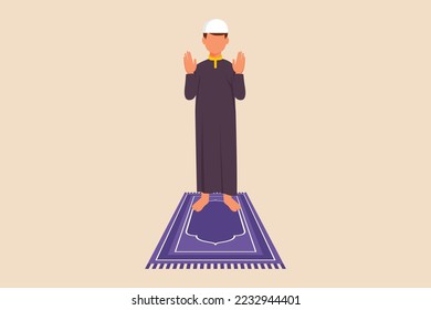 Hands doing Takbiratul ikhram. Prayer movement concept. Flat vector illustrations isolated.