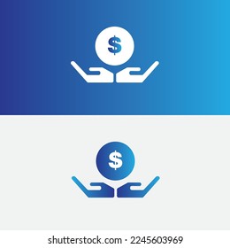 Hände mit Logo-Design für Dollar-Münzsymbol