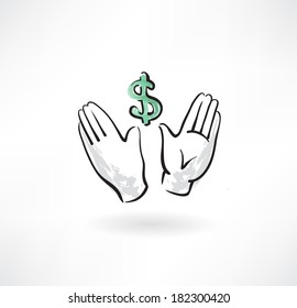 hands and dollar grunge icon