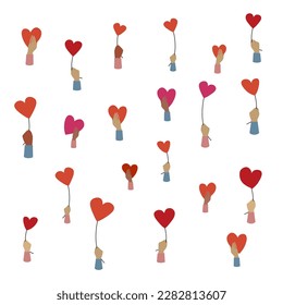 Hands donate hearts. Hands holding a heart, give and share love to people concept. Charity, volunteer and community help symbol with hands giving hearts. People share love. Valentines day concept