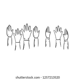 hands up doodle icon vector drawing 