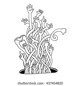Hands up ,Doodle sketching