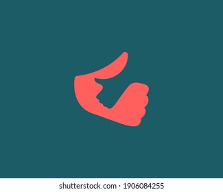 Hands double Like, thumbs up symbols icon logotype. Creative Ok hand gesture approval icon logo design vector template minimal style illustration on dark background.