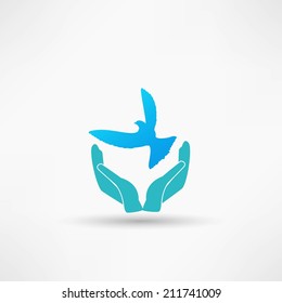 hands and dove icon