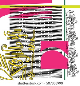 Hands draw abstract background. Calligraphy style. Graffiti. Vector illustration