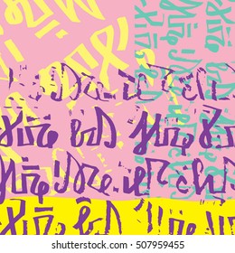 Hands draw abstract background. Calligraphy. Graffiti. Memphis style. Vector illustration