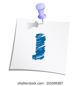 Hands draw alphabet on paper note with push pin. Letter J.