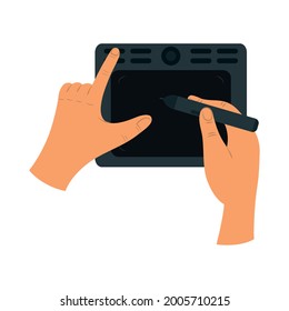 dibujar con las manos un tableta creativo