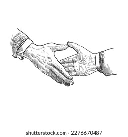 hands drawing shaking hands