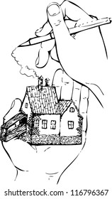 Hands drawn a house