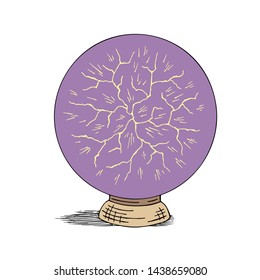 Hands drawn magic crystal ball. The ink sketch is vintage style. Vector illustration