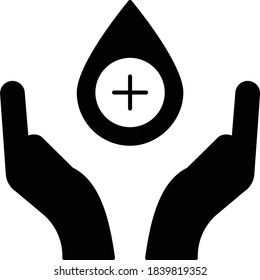 Hands Drop with Healthcare Sign Concept, Hygiene Symbol on Bubble Sud Background,Coronvirus Sanitisation Sign Vector Glyph Icon Design, 