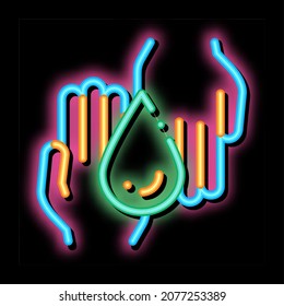 Hands And Drop Moisturizer neon light sign vector. Glowing bright icon transparent symbol illustration