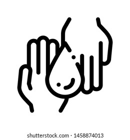 Hands And Drop Moisturizer Vector Thin Line Icon. Organic Cosmetic Moisturizer Cream, Natural Component Linear Pictogram. Eco-friendly, Cruelty-free Product, Molecular Analysis Contour Illustration