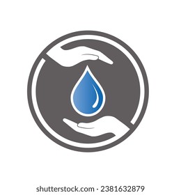 hands with drop water, simple flat design